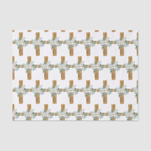 Pasen Waterverf Floral Cross Tissuepapier (Voorkant)