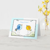 Pasen Waterverf grillige vogels Kaart (Gele Bloem)