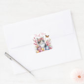 Pasen Waterverf Kitten Eggs and Flowers - Vierkante Sticker (Envelop)