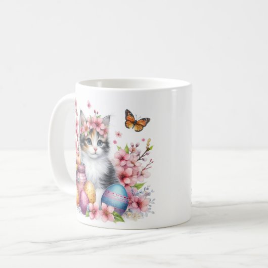 Pasen - Waterverf Kitten - Koffiemok (Voorkant links)