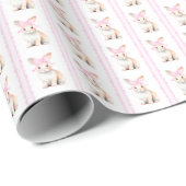 Pasen waterverf konijntje met roze strik scallop cadeaupapier (Rol Hoek)