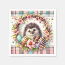 Pasen Waterverf Plaid Floral Baby Hedgehog