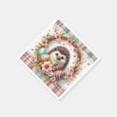Pasen Waterverf Plaid Floral Baby Hedgehog Servet (Hoek)