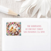 Pasen Waterverf Plaid Twee Ducklings Etiket (Insitu)