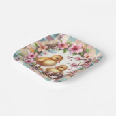 Pasen Waterverf Plaid Twee Ducklings Papieren Bordje (Gebogen)