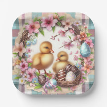 Pasen Waterverf Plaid Twee Ducklings