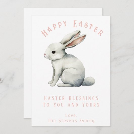 Pasen Waterverf Rabbit Pasen Kaart (Voorkant / Achterkant)