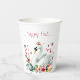 Pasen Waterverf Zwaan Eieren en Bloemen Papieren Bekers