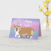 Pasen Welsh Corgi Pup Kaart (Gele Bloem)
