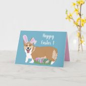 Pasen Welsh Corgi Pup Kaart (Gele Bloem)