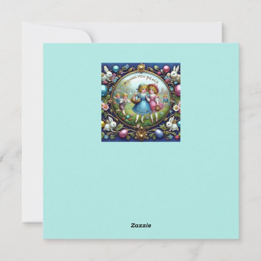  Pasen ~ WENSEN U VREDE ~ Kinderen ~ Feestdagenkaart (Achterkant)