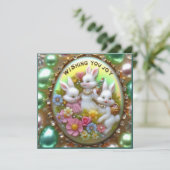  Pasen ~ WENSEN U VREUGDE ~ Bunnies ~ Feestdagenkaart (Staand voorkant)