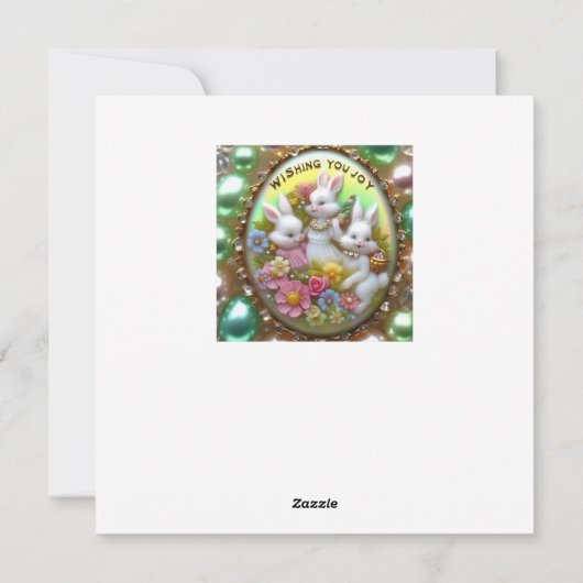 Pasen ~ WENSEN U VREUGDE ~ Bunnies ~ Feestdagenkaart (Achterkant)