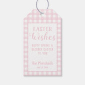 Pasen wenst Baby roze gingham op maat Cadeaulabel (Voorkant)