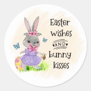 Pasen wenst bunny kisses Holiday Ronde Sticker