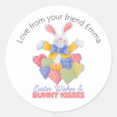 Pasen wenst Bunny kussen Pasen cadeau label (Voorkant)