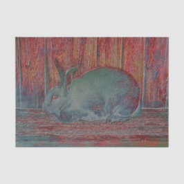 Pasen White Bunny Rabbit Red Blauwgroen Wood Graan Tissuepapier