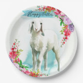 Pasen wit lam | Lente bloemen Papieren Bordje (Voorkant)
