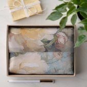 Pasen witte kip gele rozen decoupage tissuepapier (Geschenk)