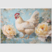 Pasen witte kip gele rozen decoupage tissuepapier (Voorkant)