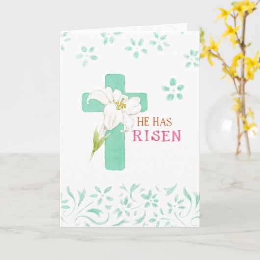 Pasen Witte Lelie Cross Schrift Comfort Vrede Kaart (Gele Bloem)