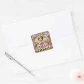 PASEN: WOW!  MEISJE~ VIERKANTE STICKER (Envelop)