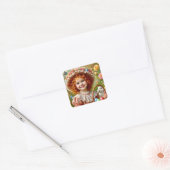PASEN: WOW!  MEISJE ~ VIERKANTE STICKER (Envelop)