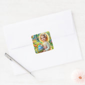 PASEN: WOW!  MEISJE~ VIERKANTE STICKER (Envelop)