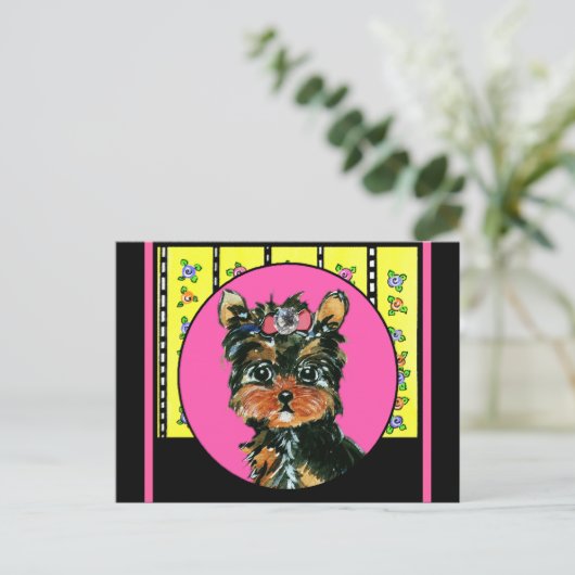 Pasen Yorkie Poos Feestdagenkaart (Staand voorkant)