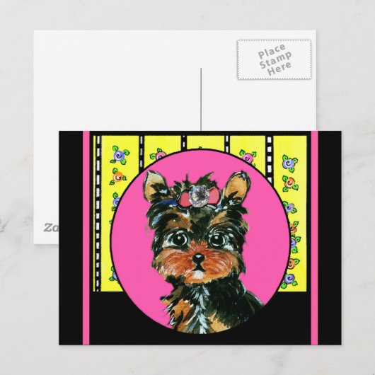 Pasen Yorkie Poos Feestdagenkaart (Voorkant / Achterkant)