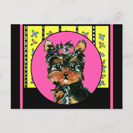 Pasen Yorkie Poos Feestdagenkaart (Voorkant)