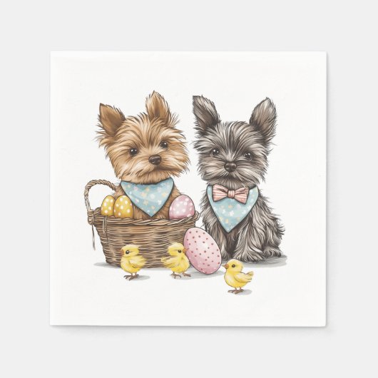 Pasen Yorkshire Terrier Honden Servet (Voorkant)