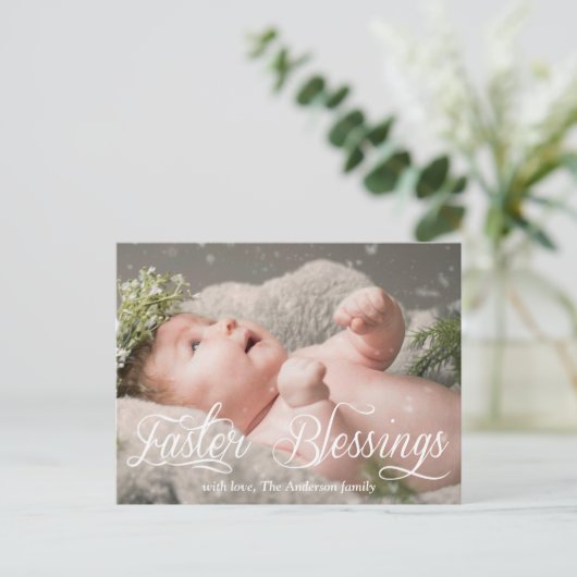 Pasen Zegen Baby Kinderen Familie Foto Feestdagenkaart (Staand voorkant)