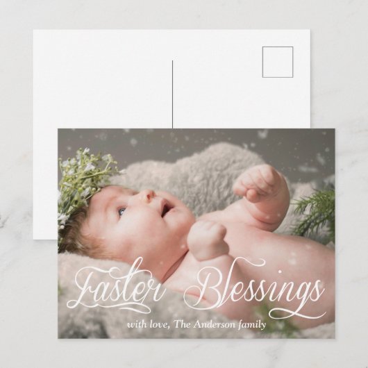 Pasen Zegen Baby Kinderen Familie Foto Feestdagenkaart (Voorkant / Achterkant)