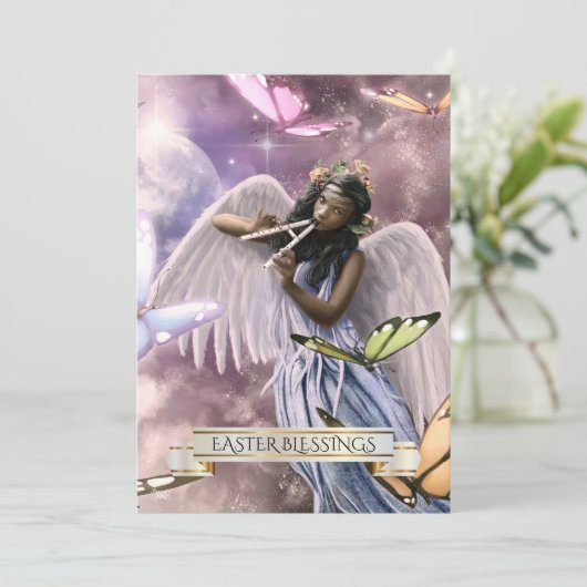 Pasen Zegen. Engel met Vlinders Kaarten (Staand voorkant)