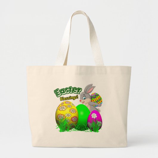 Pasen Zegen-Pasen Boodschappentas Grote Tote Bag (Voorkant)