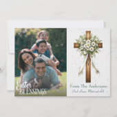 Pasen zegeningen Christelijk kruis aangepaste foto Feestdagenkaart (Voorkant)