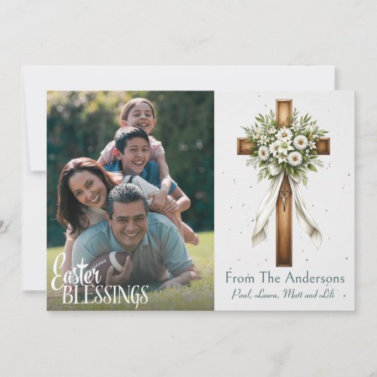 Pasen zegeningen Christelijk kruis aangepaste foto Feestdagenkaart (Voorkant)