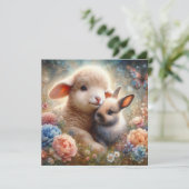 Pasen Zegeningen Lam en Bunny Christelijk Pasen Feestdagenkaart (Staand voorkant)