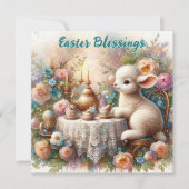 Pasen Zegeningen Lam Pastel Tuin Thee Party Feestdagenkaart (Voorkant)
