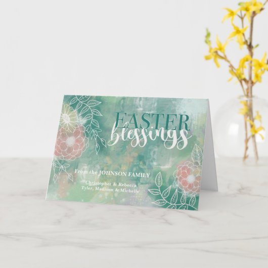 Pasen zegeningen van Aangepaste Naam Abstracte Blo Kaart (Gele Bloem)