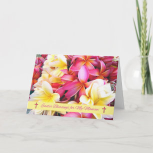 Pasen-zegeningen voor Mamaw Plumeria Bloemen Feestdagen Kaart