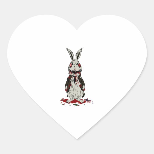 Pasen Zombie Konijn Halloween Bunny Hart Sticker (Voorkant)