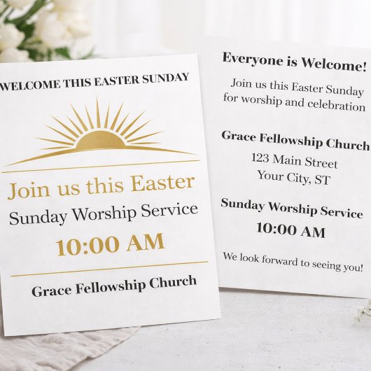 Pasen Zondag Kerk Flyer Uitnodiging Sjabloon