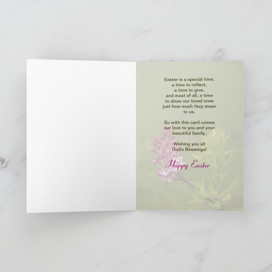 PASEN - ZOON EN ZIJN GEZIN - LILACS FEESTDAGEN KAART (Binnen)