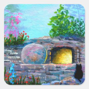 Pasen Zwarte Kat Creationarts Square Sticker