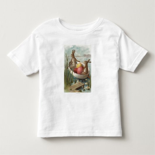 PasenBunnies in een boot met gekleurde eieren Kinder Shirts (Voorkant)