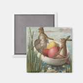 PasenBunnies in een boot met gekleurde eieren Magneet (Voorkant / Achterkant)