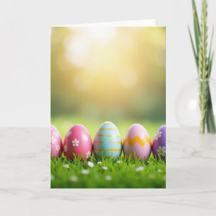 Pasenkaart met versierde lente-eieren kaart