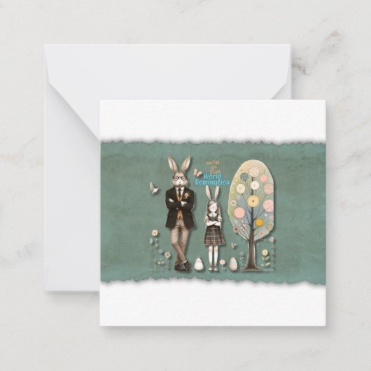 Pasenkaart - Wereldheerschappij, Eén Ei per Keer! Notitiekaartje (Voorkant)